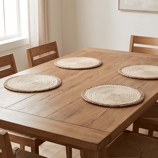 Round Hand-Woven Palm Leaf Placemat Size 30 cm
 3