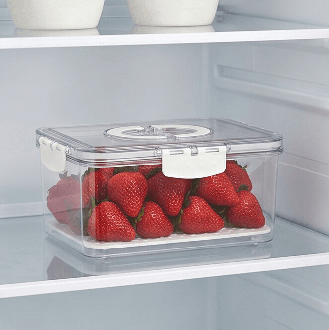 Clear Vegetable Storage Container with Drain Tray and Handle 4