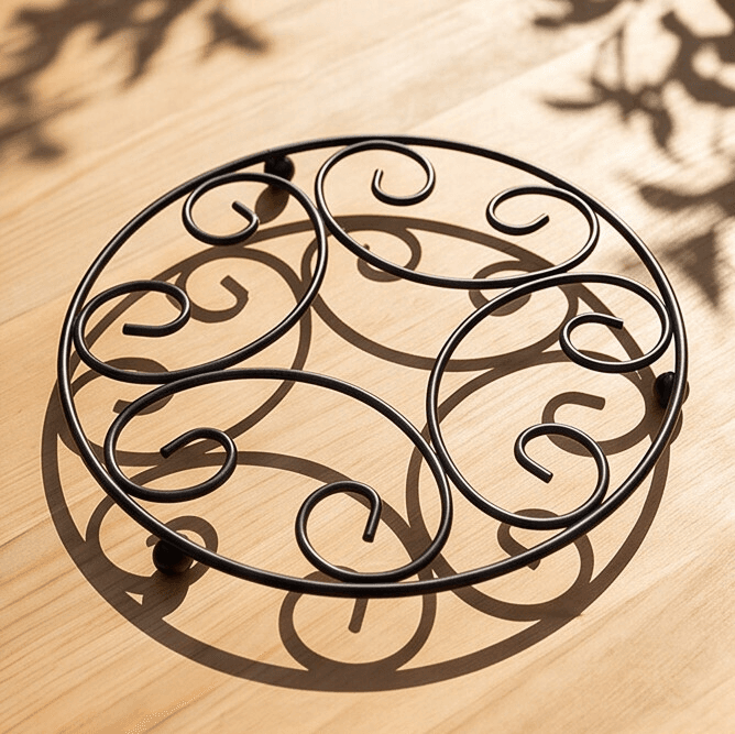 Round Metal Trivet Pot Mat Black