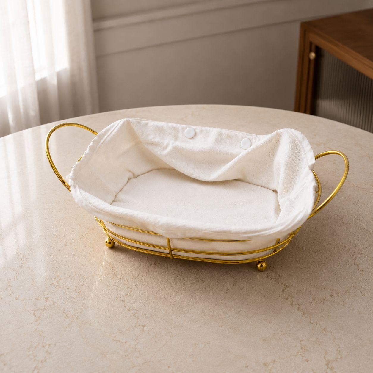Rectangular Metal Serving Basket with Handles