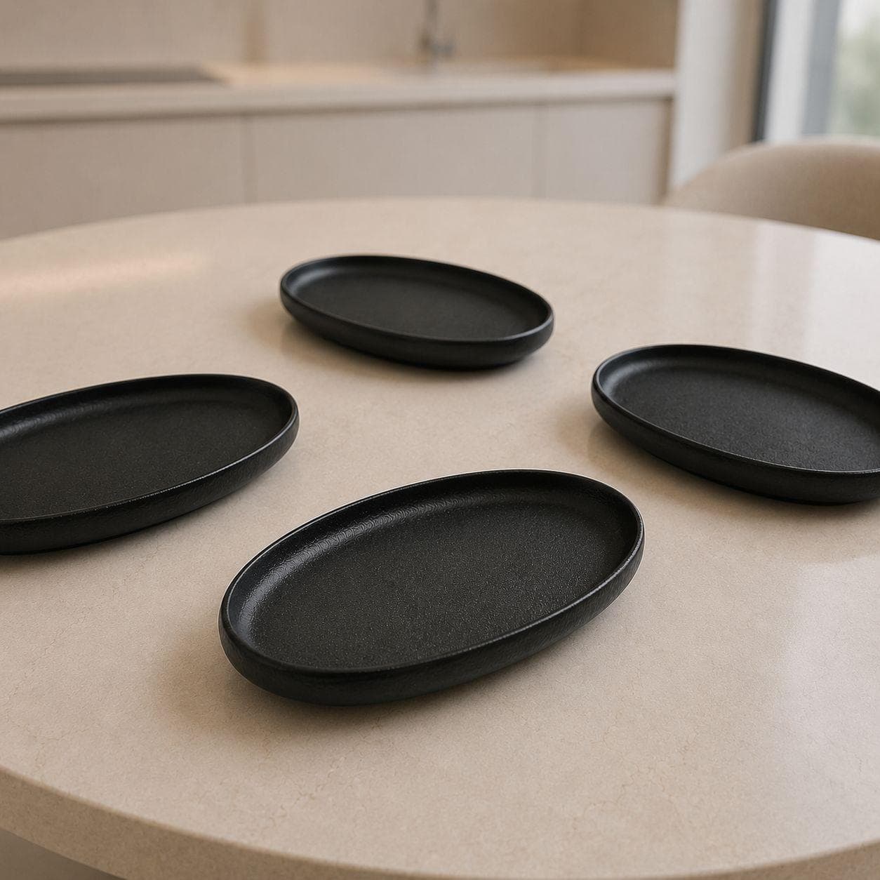 Black Melamine Oval Serving Dish for Appetizers and Side Dishes 27.6×15.3×3.4 cm
 3