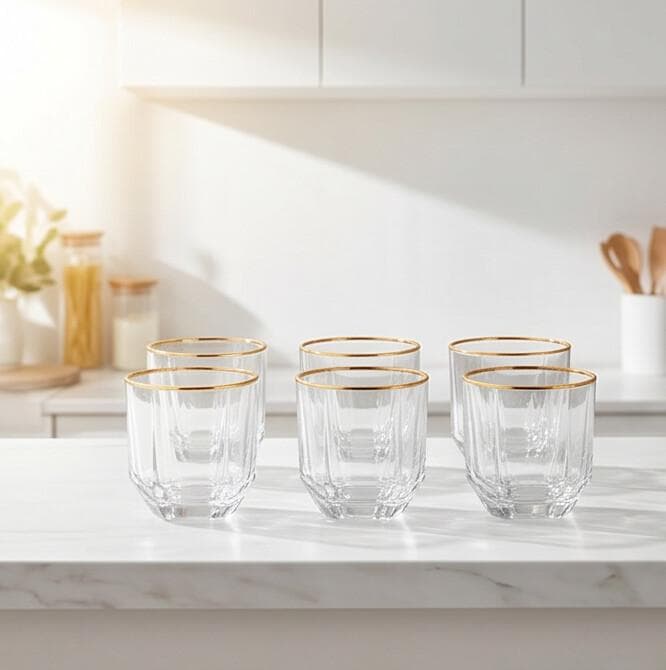 Cut Glass Cup Set - 6 Pieces