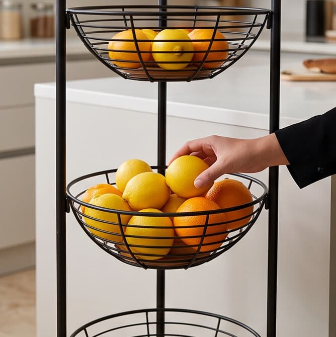 Metal Storage Cart with Four Tiers and Wheels - Black 5