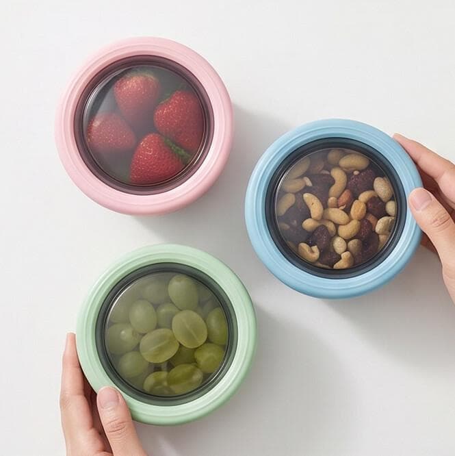 Stainless Steel Food Storage Container Set with Silicone Edge - 730 ML - 3 Pieces