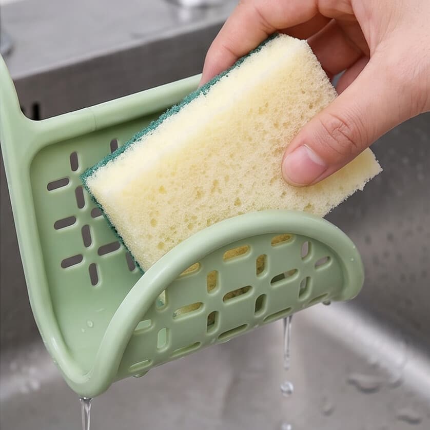 Flexible Perforated Sponge Holder for Kitchen Sink - Lite Green