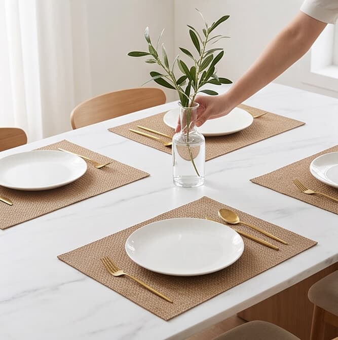 Rectangular Woven PVC Teslin Placemat Size 30×45 cm Set of 4 Pieces
 5