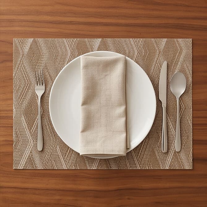 Rectangular Woven PVC Teslin Placemat Size 30×45 cm Set of 4 Pieces
 5