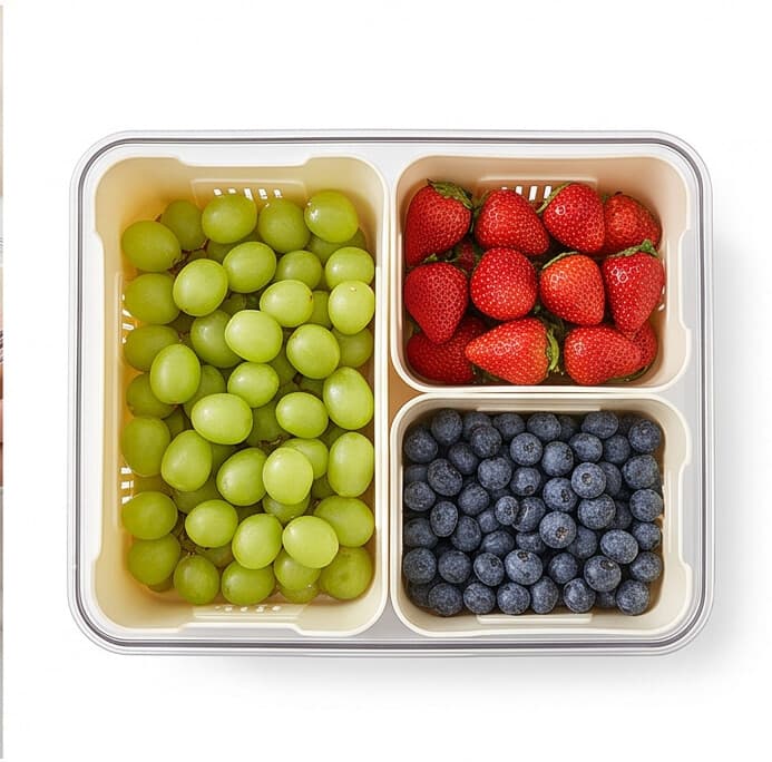 Large Tall Fridge Storage Box with 3 Compartments 3
