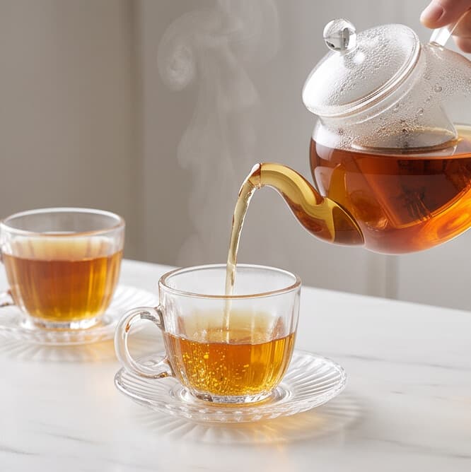 Ribbed Glass Coffee Cup & Saucer Set (6 Pieces) 4