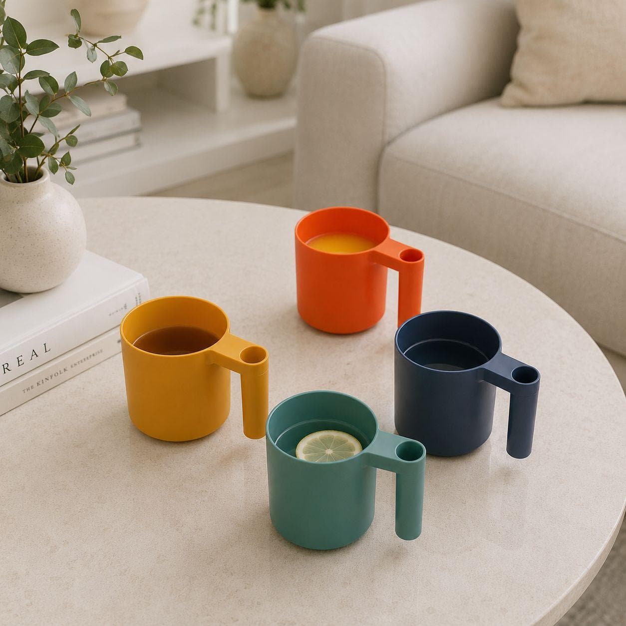 Plastic Cups Set in Assorted Colors Set of 4 Pieces

