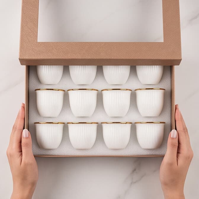 Coffee Cups Set Ribbed Design 12pcs Set 4