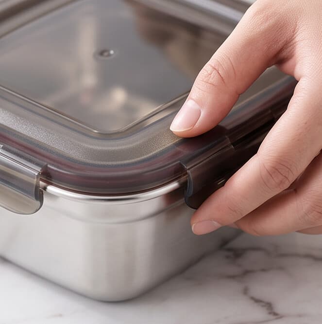 Square Stainless Steel Food Storage Container with Airtight Lid - 600 ML 4