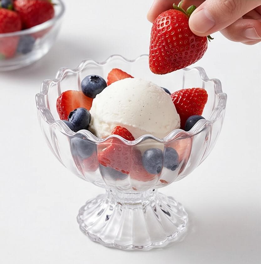 Glass Serving Plate Set with Pedestal Base - Floral Design - 6 Pieces - 120 ml 4