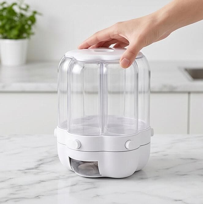Rotating Multi-Compartment Grain and Spice Container 4