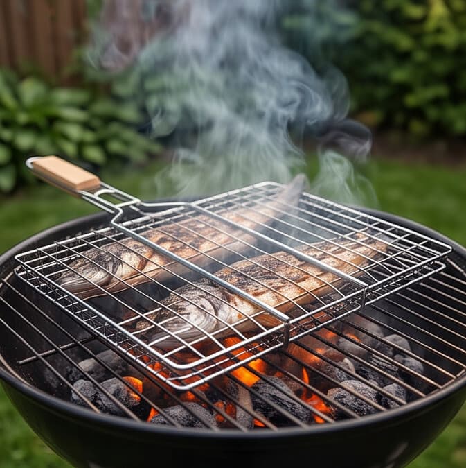 Grill Grate with Wooden Handle