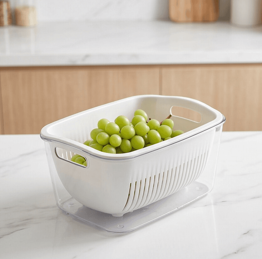 Vegetable and Fruit Washing Colander with Drain Tray - Set of 2