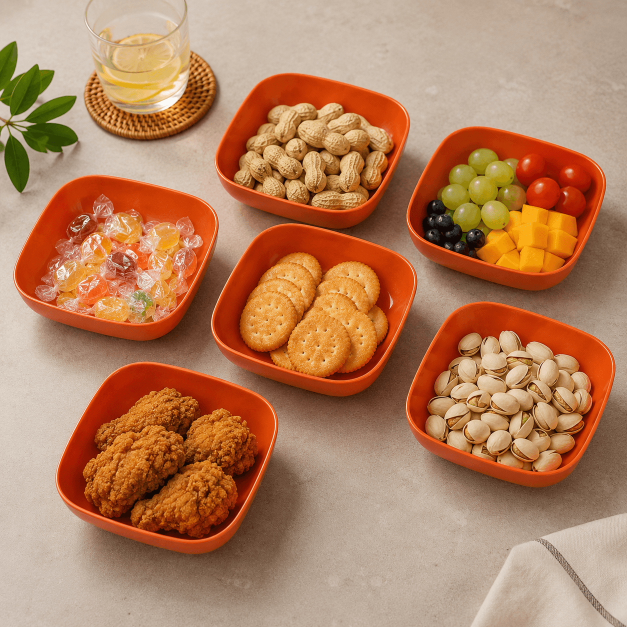 Vibrant Orange Square Porcelain Serving Plate – Modern, Easy-to-Clean 3