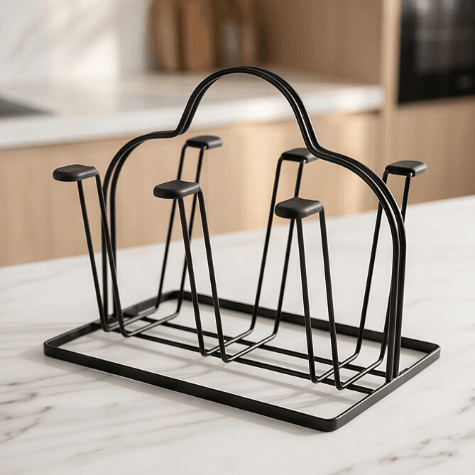 Metal Cup Carrier with Handle for 6 Cups Black