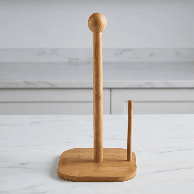 Vertical Wooden Paper Towel Holder with Square Base for Kitchen Roll – Size 16 cm

 3