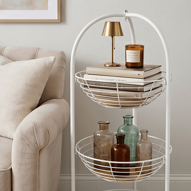 Metal Storage Cart with Four Tiers and Wheels - White 5