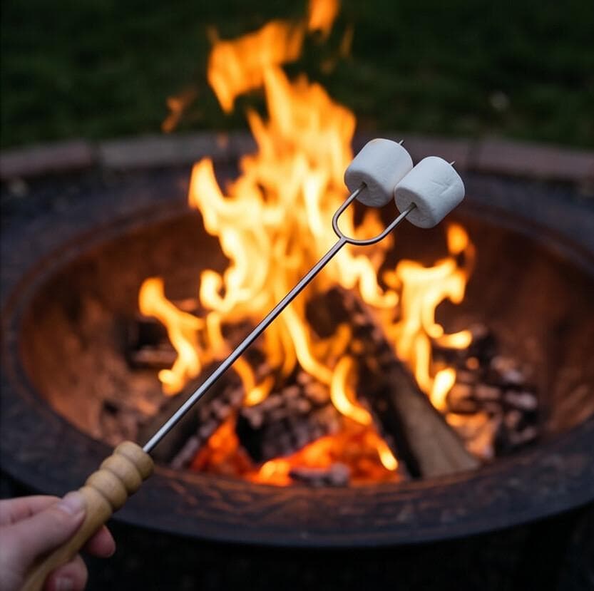 Stainless Steel BBQ Skewers with Wooden Handle - Set of 4 4