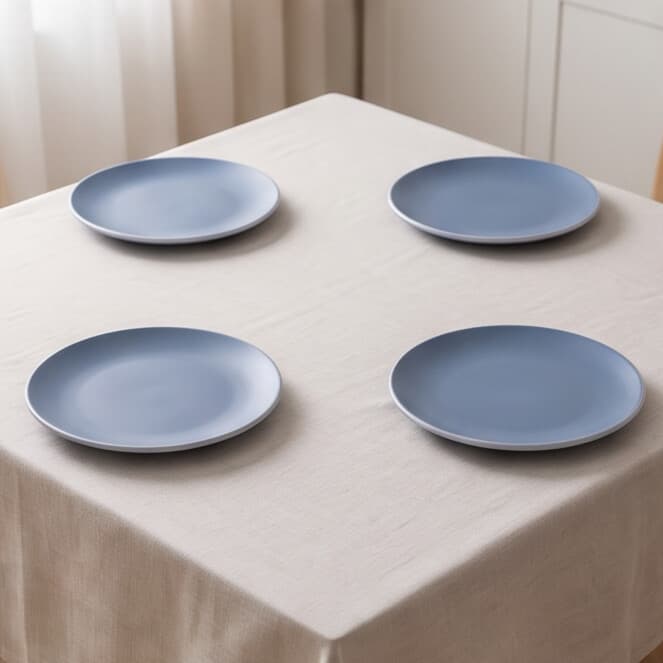 Round Melamine Serving Plate Set of 4 - Matte Blue - 25.7cm 5