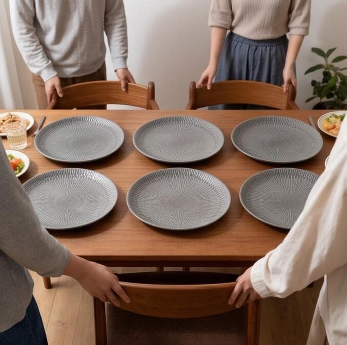 Luxury Medium Ceramic Serving Plate with Radial Ribbed Pattern in Gray Set of 6 Pieces – Size 20 cm

 6