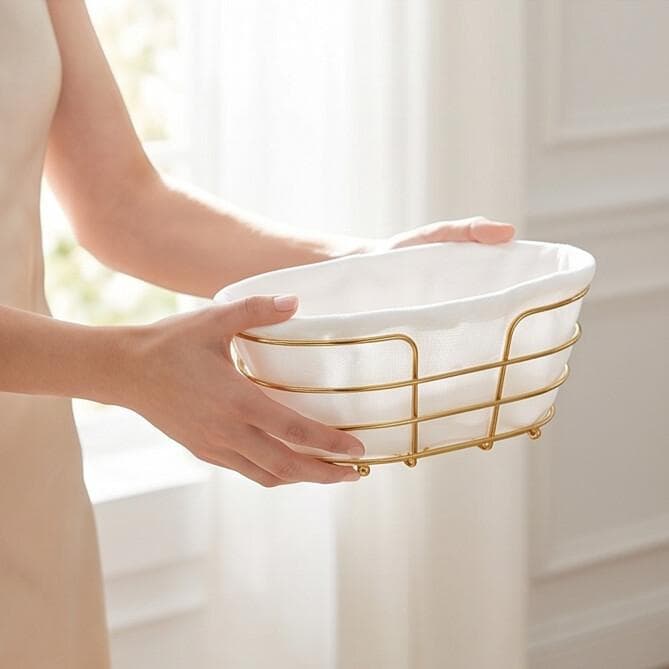 Gold Metal Serving Basket for Bread & Fruits 5