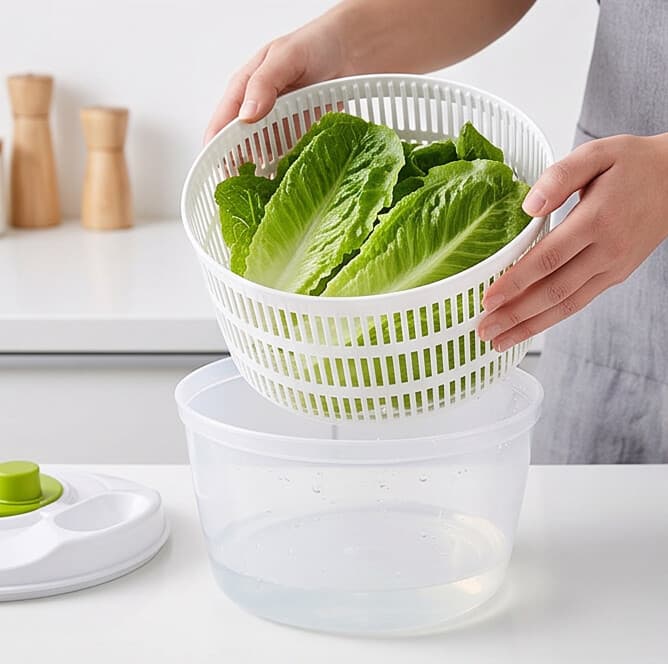 Salad Spinner FX16 (22.5×15.5 cm, Manual Dryer for Lettuce & Herbs) 5