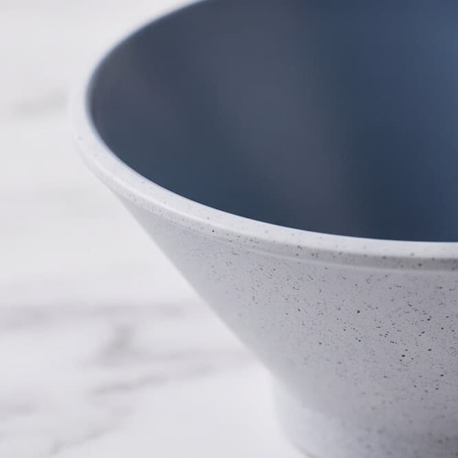Melamine Serving Bowl Set - 4 Pieces - Matte Blue on Speckled White - 19cm 4