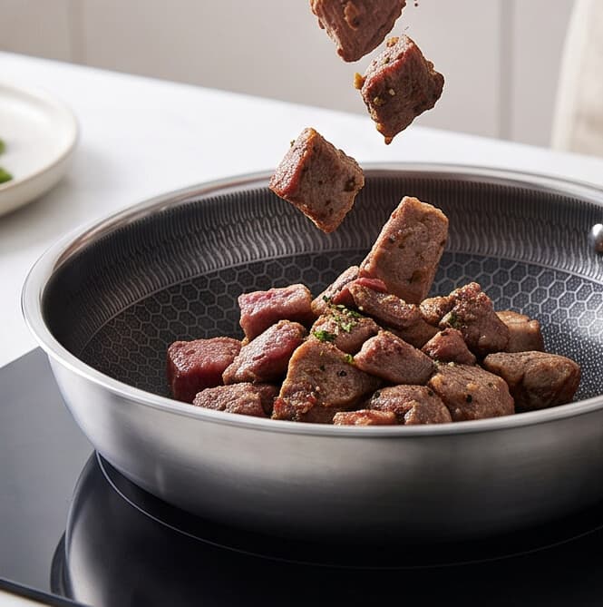 Stainless Steel Frying Pan with Textured Surface, No Lid - Suitable for Quick Frying - 24x7.5cm 7