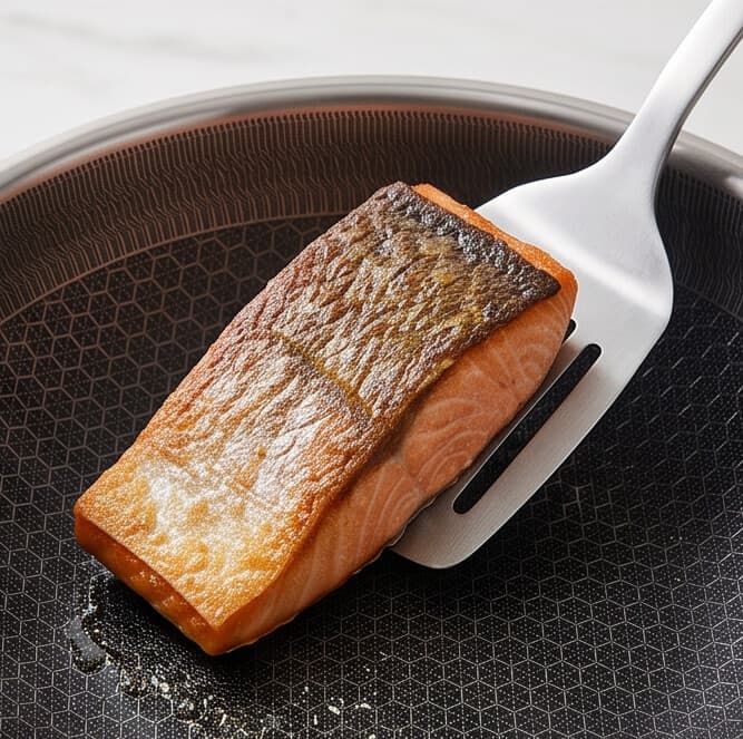 Stainless steel pan with side handles and lid, size 22 × 7 cm, suitable for light cooking. 6