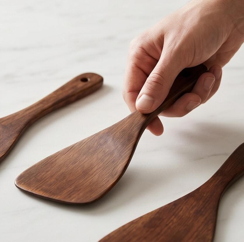 Wooden Angled Cooking Spatula 4