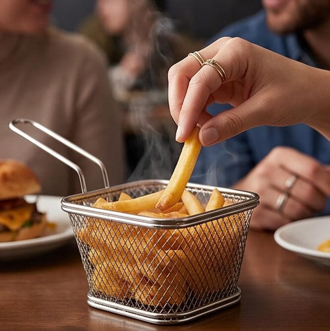 Metal Fry Basket with Handle for Home Use – 20×8×11 CM - Silver 5
