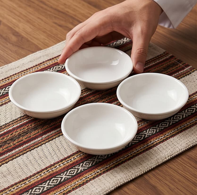 Luxury Melamine Soup Serving Bowl with Ribbed Lid in White Set of 4 Pieces – Size 10×9.5 cm

