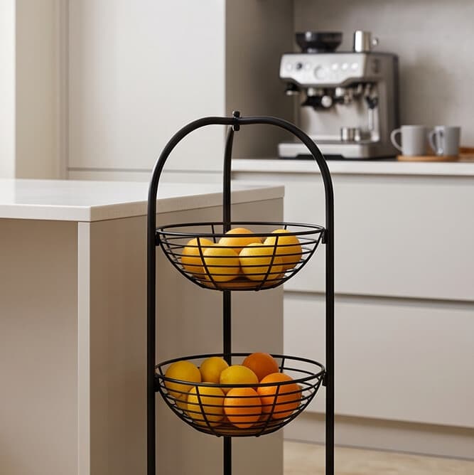 Metal Storage Cart with Four Tiers and Wheels - Black 6