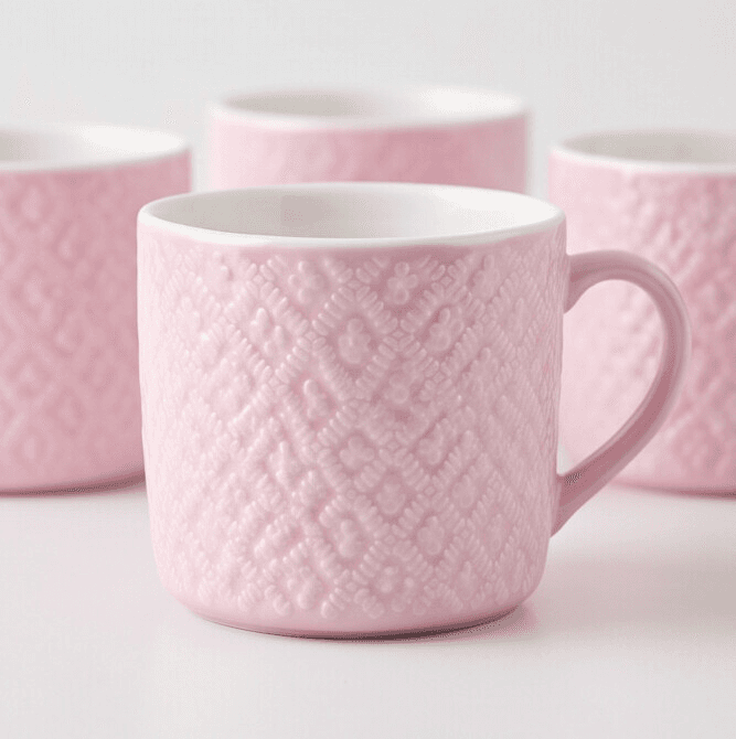 Saida Ceramic Mug Set – Pink (4 Pieces)