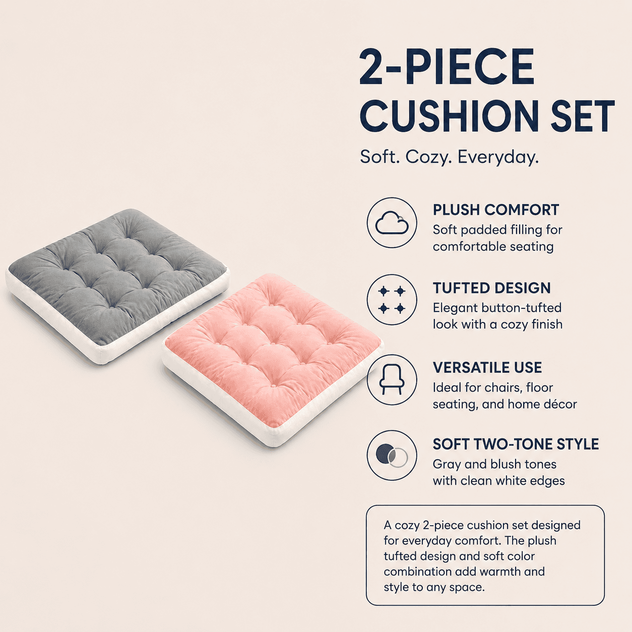 Foldable Seat Cushion (40x40 cm) - Pink 3