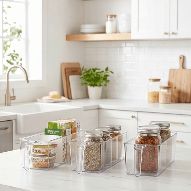 Transparent Storage Box with Handle for Fridge & Kitchen 6