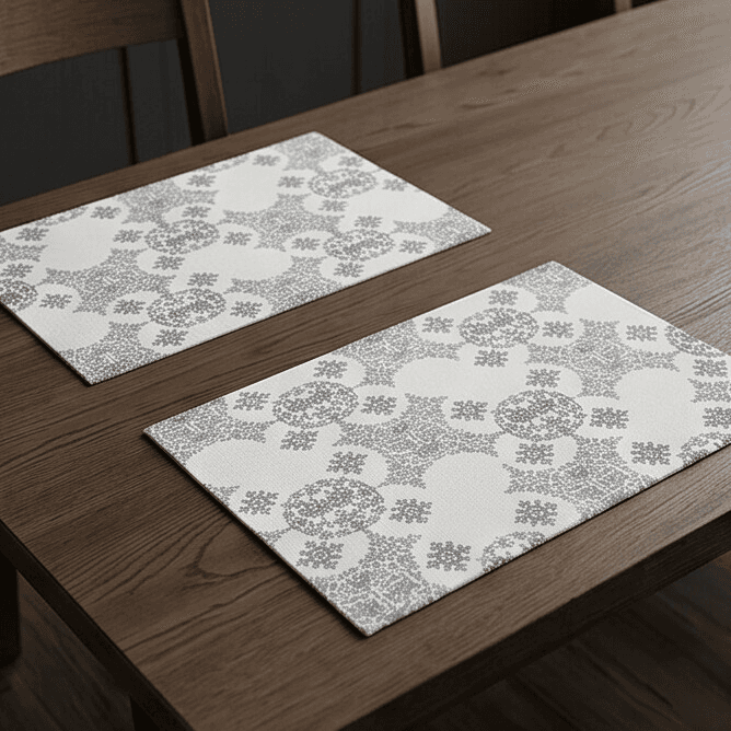 Rectangular Cotton & Linen Placemat with Geometric Pattern and Tassels Size 30×45 cm Set of 2 Pieces
 5