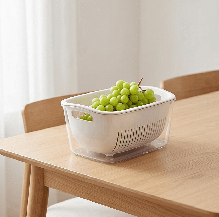Vegetable and Fruit Washing Colander with Drain Tray - Set of 2 6