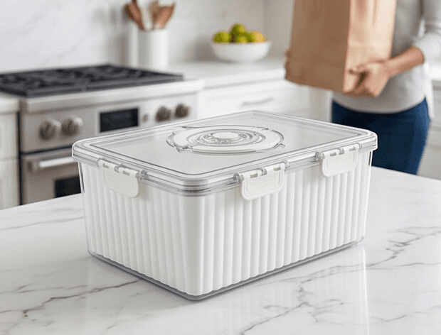 Transparent Food Storage Container with Airtight Lid and Side Lock