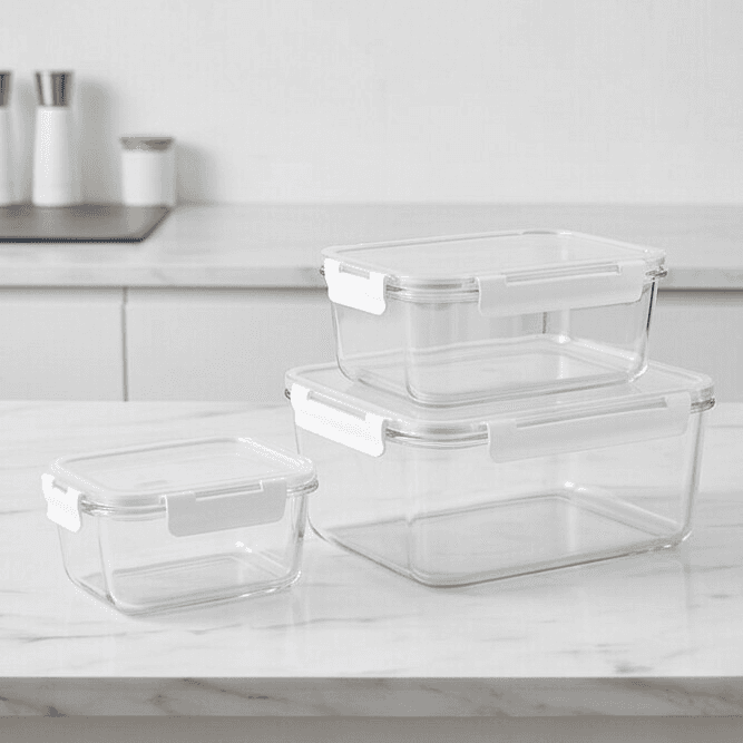 3 Piece Clear Food Storage Container Set with Side Lock 4