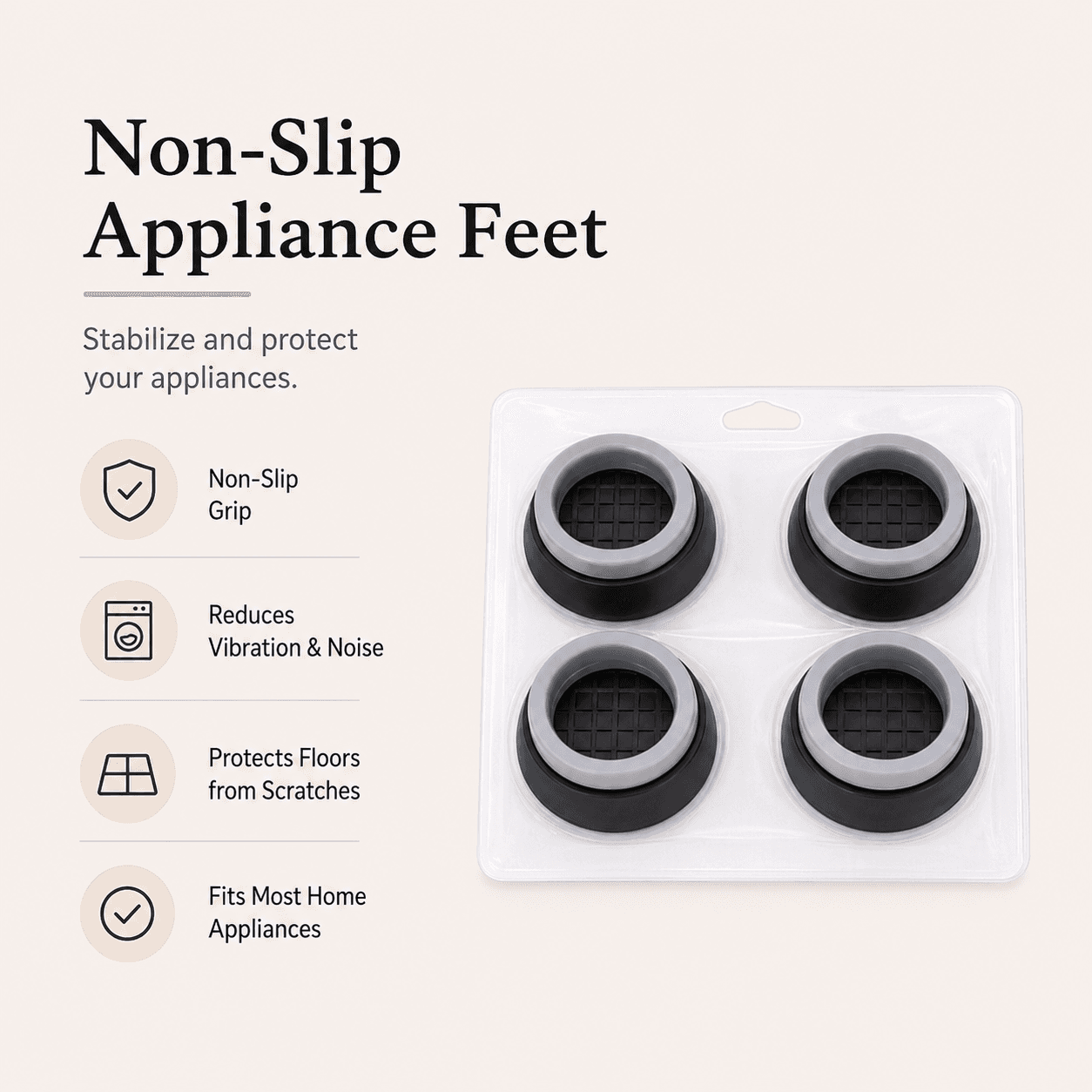 Set of 4 Anti-Vibration Washing Machine Feet Pads 6