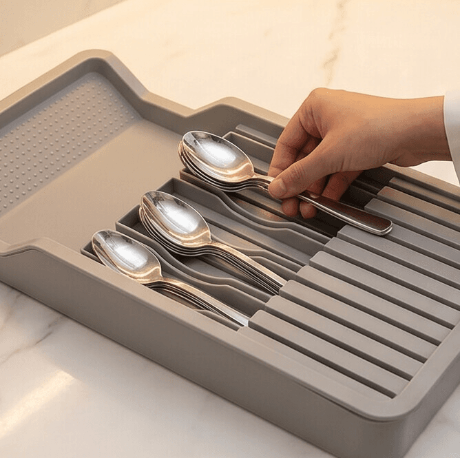 Adjustable Kitchen Drawer Organizer (Gray) 5