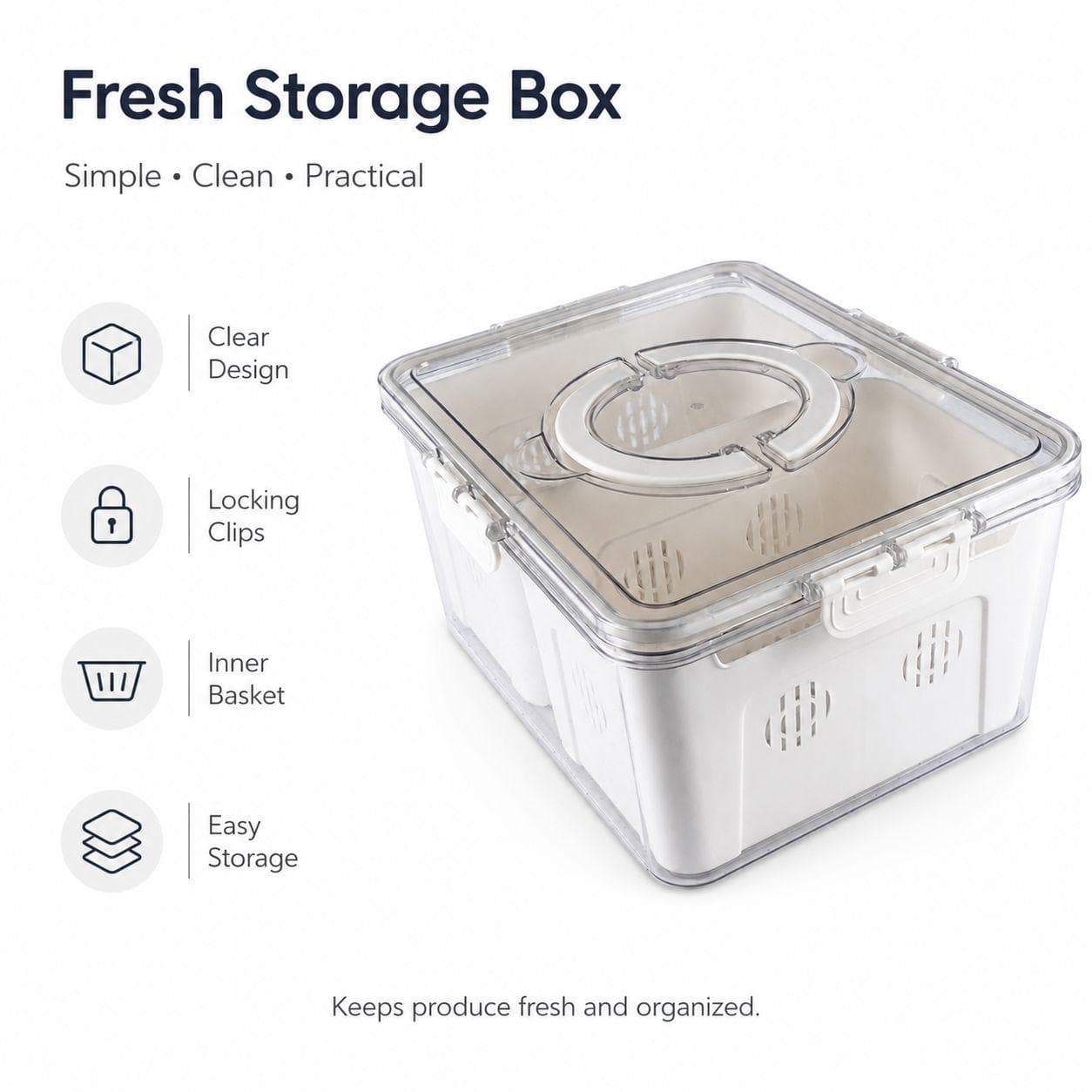 Clear 2-Compartment Food Storage Container with Center Handle and Drain Tray 6
