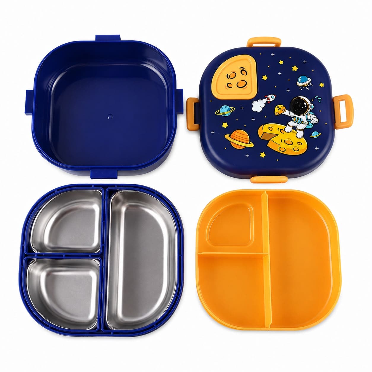 Rectangular Lunch Box - Stylish with Lock, Food-Safe & Portable - Blue 2