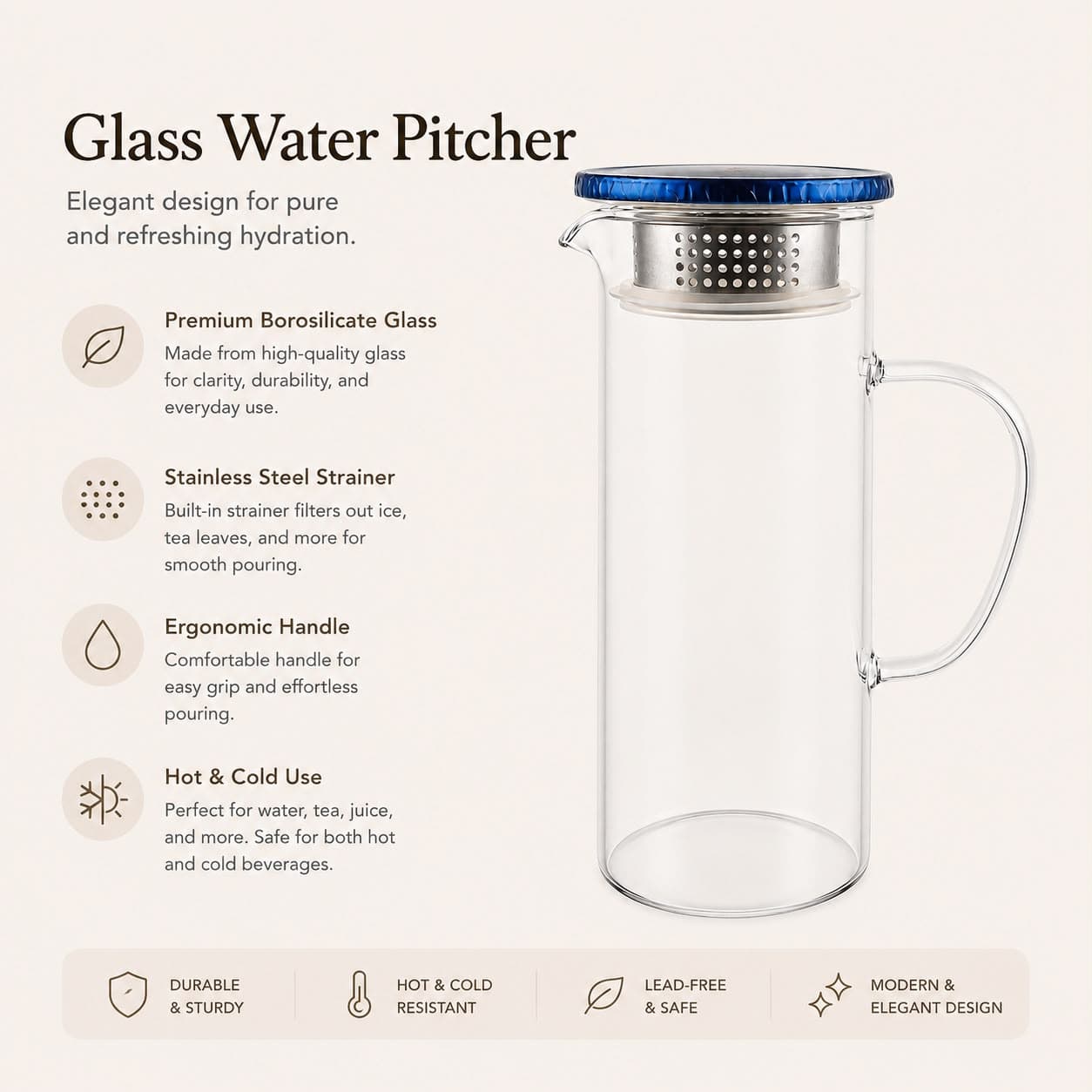 Glass Pitcher with Lid 7