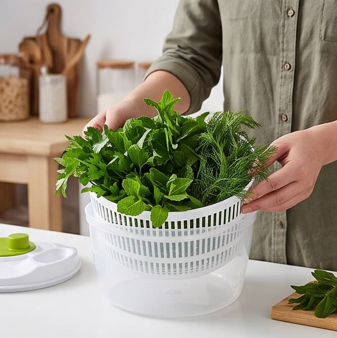 Salad Spinner FX16 (22.5×15.5 cm, Manual Dryer for Lettuce & Herbs) 6