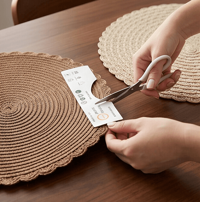 Round Woven Paper Placemat - 38 cm - Set of 2 - Beige 5